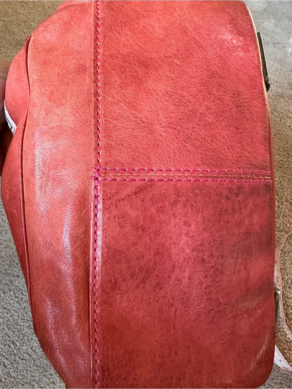 Women's Small Pink Leather Backpack